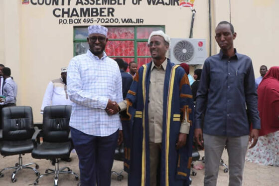 Wajir County Governor congratulates the newly elected Speaker for a unanimous win.